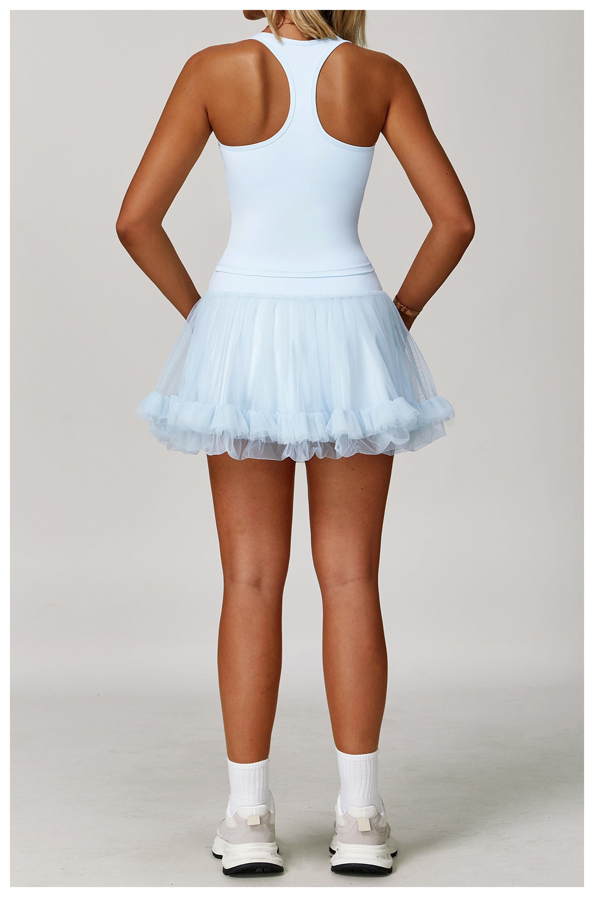 Sollinarry Summer Anti Exposure Base High Waist Tennis Skirt Casual A line Skirt Mesh Sports