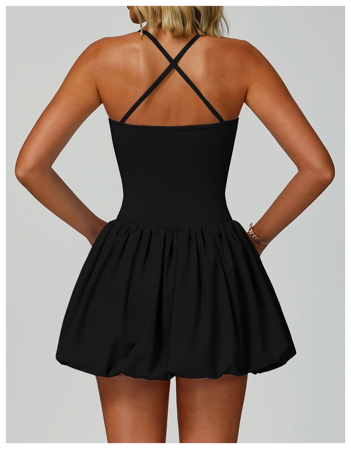 Sollinarry Cross Back Tennis Dress Nude Feel Anti Exposure Exercise Dress Outdoor Casual Running Sports Dress