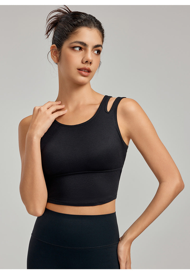 Women Pilates Workout Top Running Yoga Vest with Chest Pad