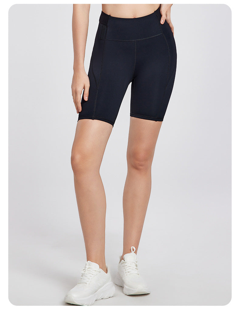 Spring Summer Back Waist Pocket Sports Shorts 7A Antibacterial Crotch Side Waist External Waist Bag Yoga Pants Hip Lifting