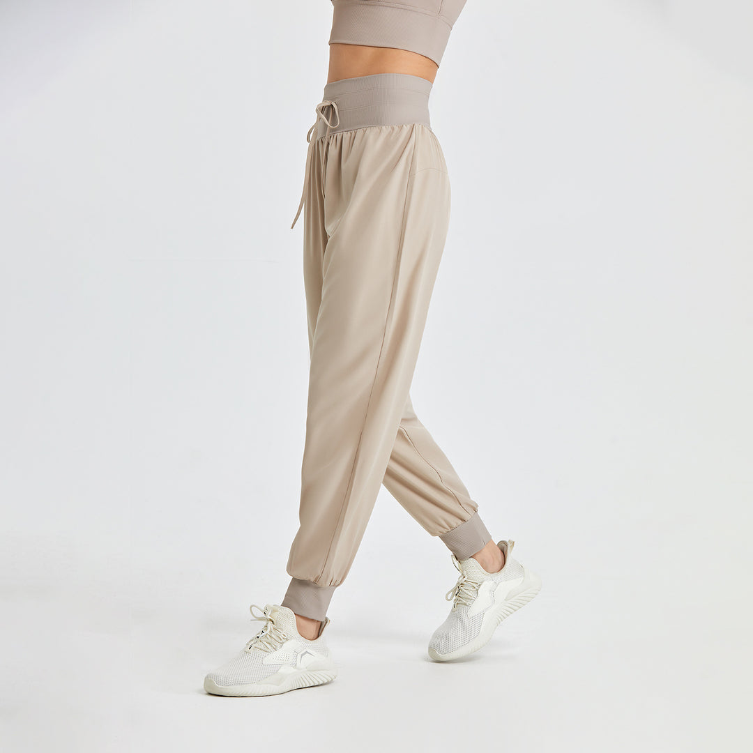 High Waist Drawstring Fitness Quick Drying Yoga Pants Loose Casual Ankle Tied Harem Pants Running Sports Sun Protection Pants for Women