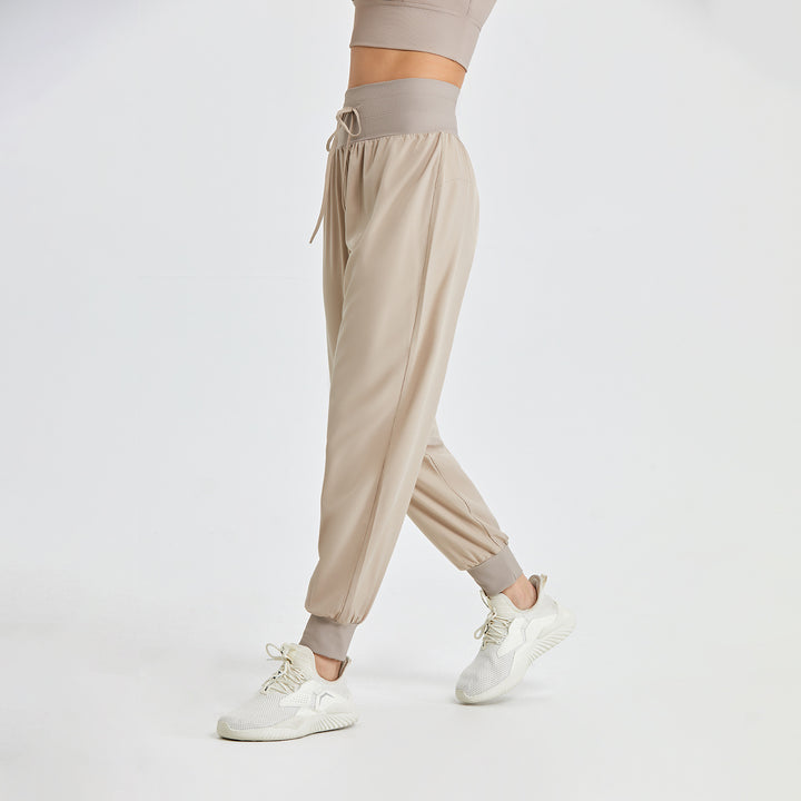 High Waist Drawstring Fitness Quick Drying Yoga Pants Loose Casual Ankle Tied Harem Pants Running Sports Sun Protection Pants for Women