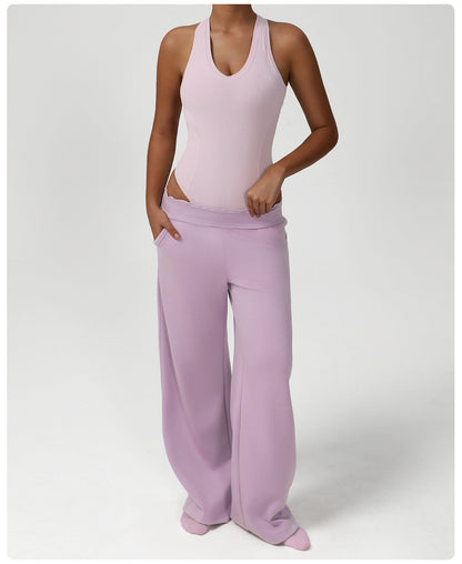 Loose Casual Straight Leg Wide Leg Pants Yoga Clothes Dance Training Sports Trousers Mop Pocket Sweatpants