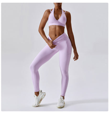 Fitness Pants Criss Cross Waist Head Skinny Running Sports Pants Women