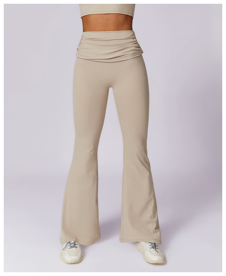 Sollinarry Dry Hip Raise Yoga Pants Nude Feel Casual Wide Leg Sports High Waist Tight Bell Bottom Pants Women