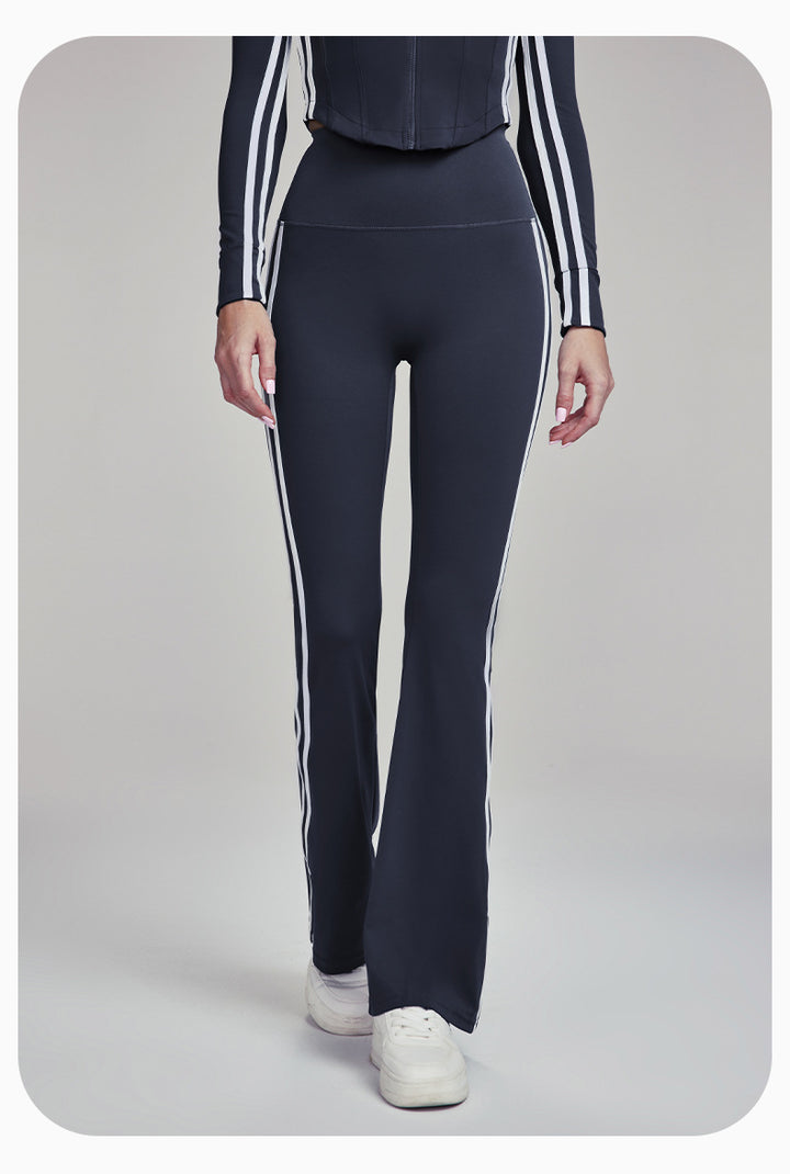 Slim Yoga Trousers Women Outer Wear Thin High Waist Belly Contracting Fitness Bell Bottom Pants Pilates Training Workout Pants