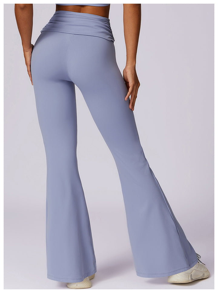 Sollinarry Dry Hip Raise Yoga Pants Nude Feel Casual Wide Leg Sports High Waist Tight Bell Bottom Pants Women
