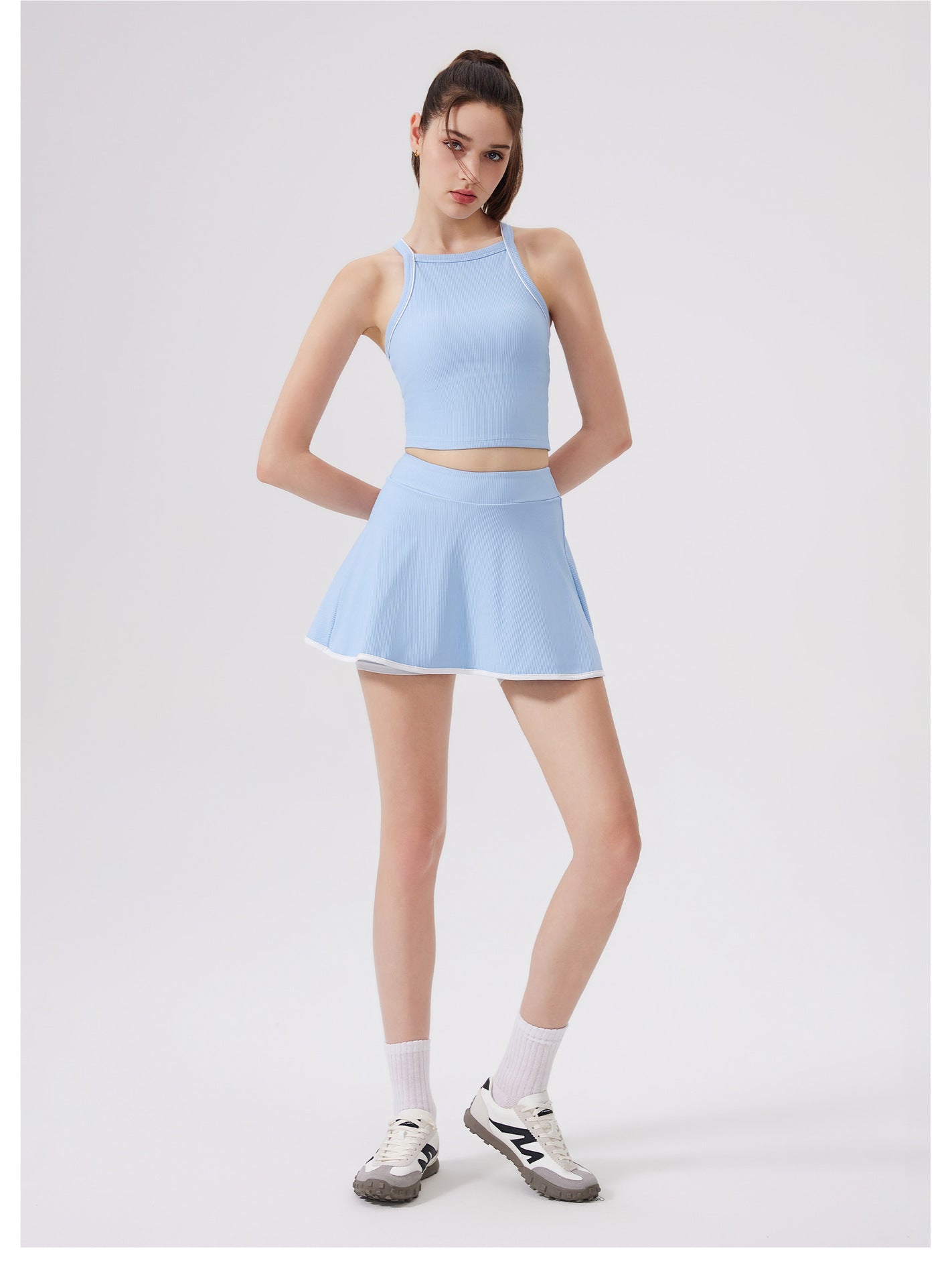 Nude Feel Quick-Drying Sports Short Skirt Sports Fitness Thread Yoga A line Short Skirt Exposure Sports Tennis Skirt