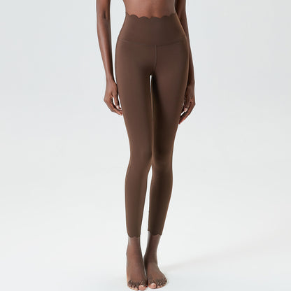 Small Wave Liquid Glue Yoga Pants Women High Waist Flat Stomach Sports Fitness Tight Trousers Quick Drying Leggings