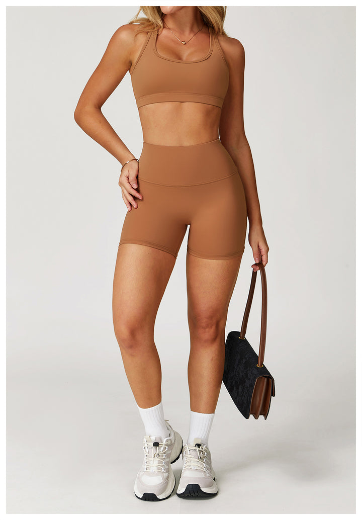 Sollinarry Nude Feel Yoga Shorts Women High Waist Quick Drying Skinny Slimming Shorts Running Exercise Workout Pants