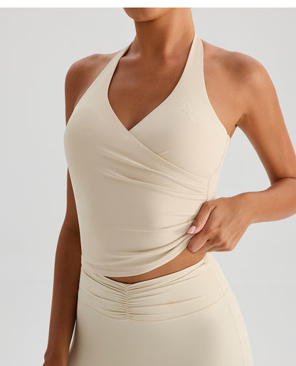 V neck Halter Sling Yoga Clothing Top Women