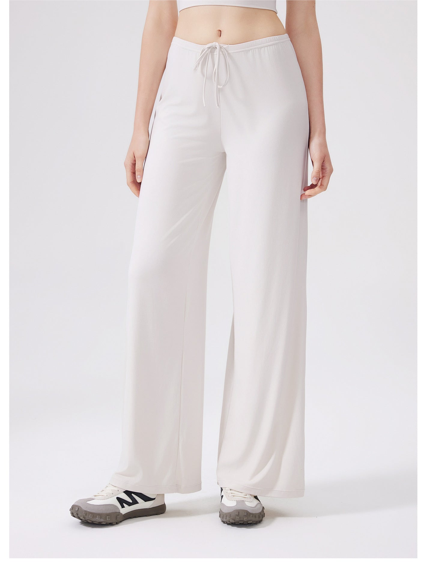 Cool Feeling Wide Leg Sports Trousers Antibacterial Loose Slimming Draping Effect Sports Pants Outdoor Running Yoga Pants Straight Leg Pants