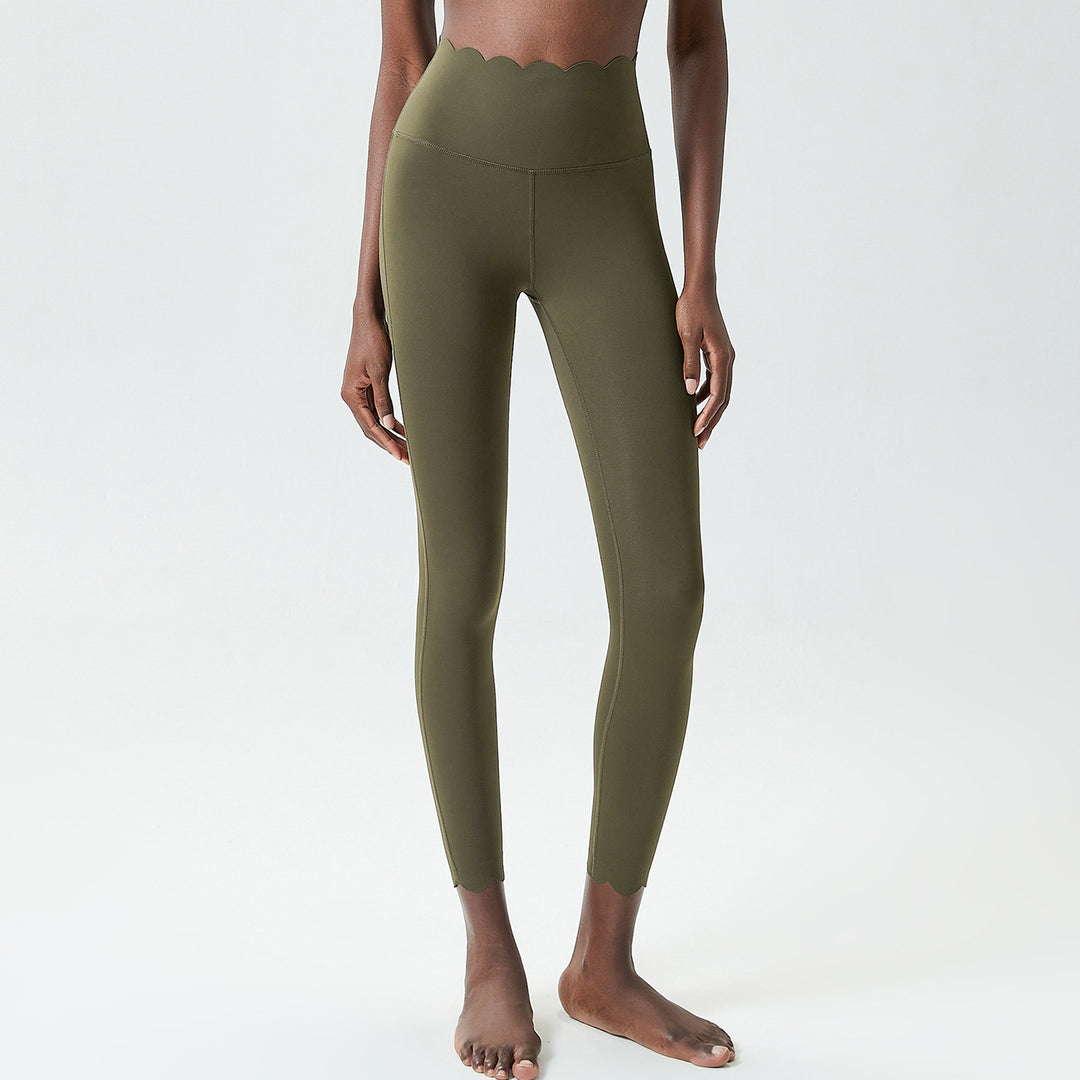 Small Wave Liquid Glue Yoga Pants Women High Waist Flat Stomach Sports Fitness Tight Trousers Quick Drying Leggings