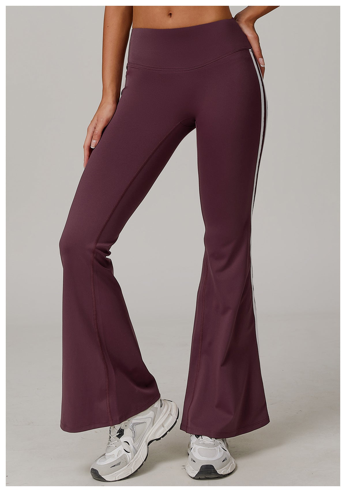 Sollinarry Nude Feel Sports Trousers Slightly Stretch Slimming Wide Leg Fitness Pants Quick Dry Casual Running Bell Bottom Pants