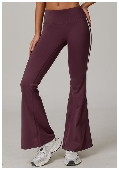 Sollinarry Nude Feel Sports Trousers Slightly Stretch Slimming Wide Leg Fitness Pants Quick Dry Casual Running Bell Bottom Pants
