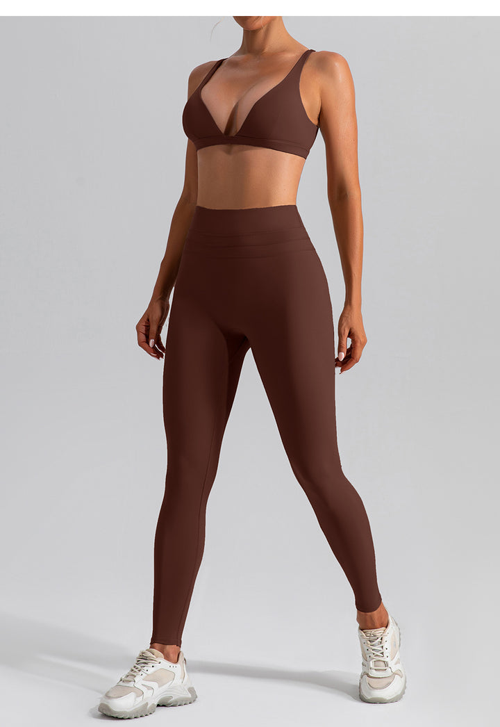 Quick Drying Nude Feel Yoga Clothes Vest Suit Outer Wear Running Sports Bra Suit High Waist Fitness Clothes