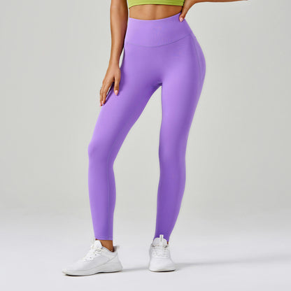 Brushed Yoga Pants Women Cloud Feeling No Embarrassment Line Pocket Yoga Clothes High Waist Peach Hip Trousers