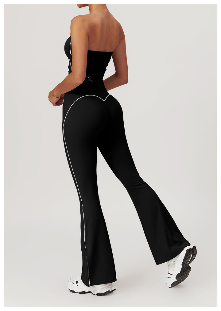 Sollinarry Summer Nude Feel Tight Back Yoga Clothes Suit Women Belly Contracting Hip Lifting Outdoor Running Sports Suit