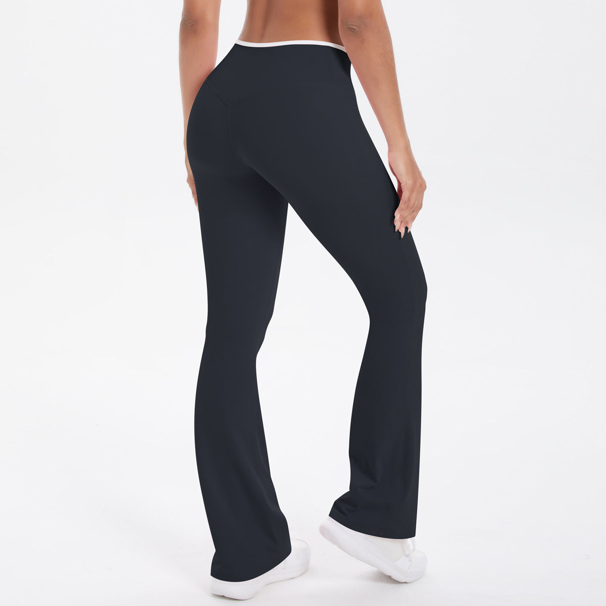 Yoga Pants Micro Pull Contrast Colour Cross High Waist Wide Leg Bell Bottoms Women Sports Fitness Pants