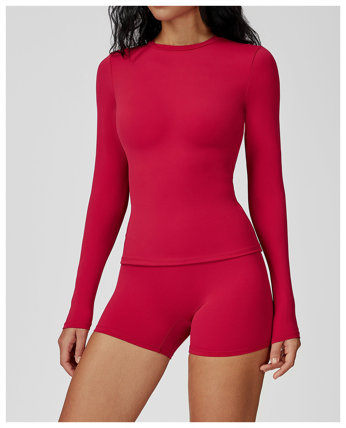 Long Sleeve Yoga Clothes round Neck Slim Fitness Clothes Outdoor Running Sport Long Sleeve T shirt