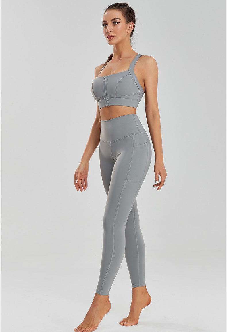 Plus Size Sports Bra Women Fitness Running High Shockproof Yoga Clothes Big Chest Show Small Beauty Back Zipper Bra