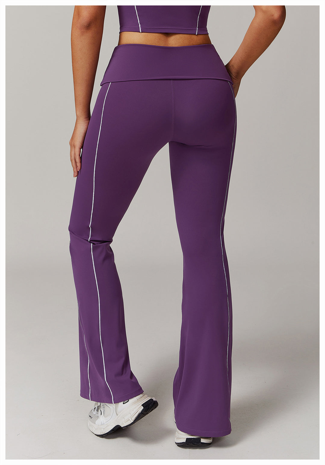 Sollinarry High Waist Nude Feel Yoga Pants Sports Fitness Wide Leg Slimming Bell Bottom Pants Casual Running Trousers