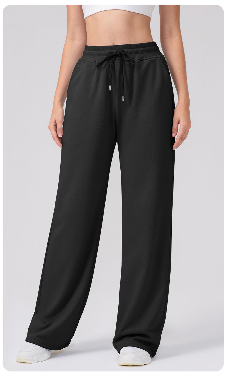 Autumn Winter Track Pants Women High Waist Drawstring Wide Leg Pants Loose Casual Yoga Workout Running Pants