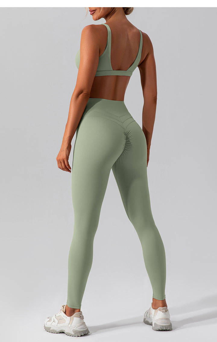 Quick Drying Nude Feel Yoga Clothes Vest Suit Outer Wear Running Sports Bra Suit High Waist Fitness Clothes
