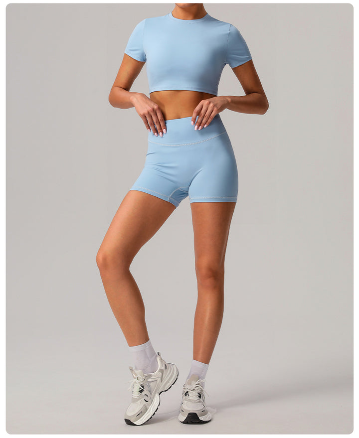 Quick Drying Nude Feel Yoga Shorts Hip Lifting Running Fitness Shorts Tight High Waist Outdoor Exercise Shorts Women