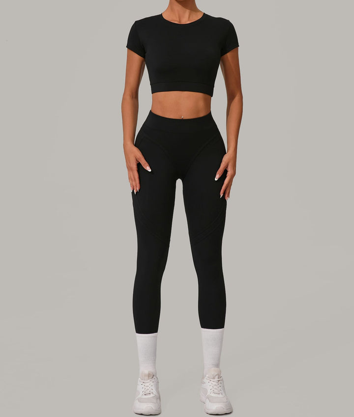 Autumn Sand Brushed Yoga Two Piece Sets Tight High Waist Hip Lifting Yoga Running Exercise Workout Outfit
