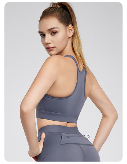 Sports Vest Women Fitness Fixed Cup Casual H Shaped Beauty Back Cool Inner Bra Short Sleeveless Yoga Bra