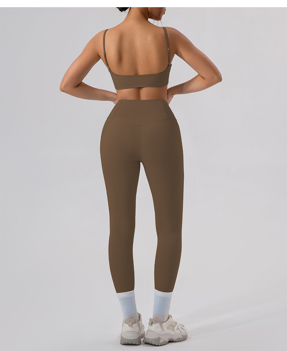 Yoga Clothes Set Nude Feel Skinny Running Training Workout Exercise Outfit Women
