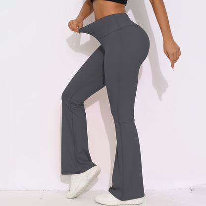 Internet Celebrity Breathable Brushed High Waist Stretch Hip Lift Casual Pocket Wide Leg Cropped Pants Running Fitness Yoga Leggings