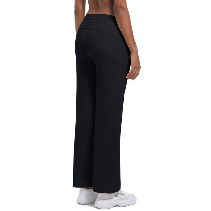 Fleece lined Warm Loose All Match Sports Pants Drawstring Side Pocket Drape Wide Leg Fitness Yoga Pants Women