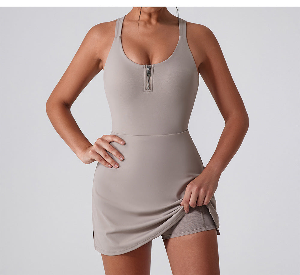 Nude Feel Anti Exposure Basic Sports Dress Summer Outdoor Golf Vest Yoga Tennis Dress
