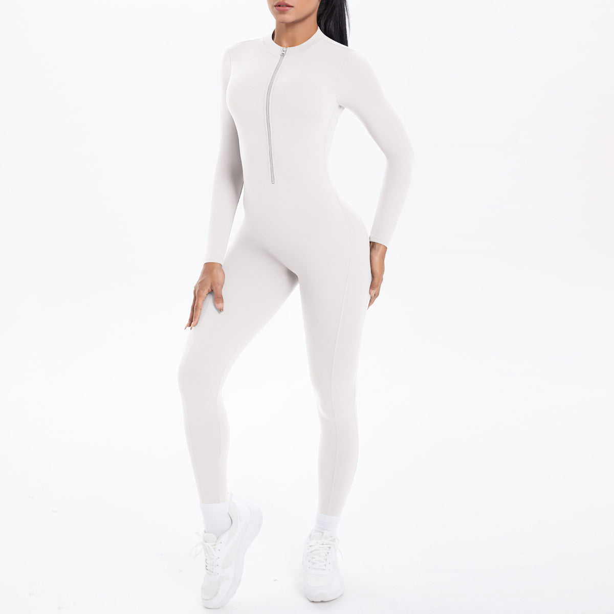 Long Sleeve Yoga Zipper One Piece High Strength Hollow Out Cutout out Beauty Back Running Fitness Clothes Sports One Piece Tights
