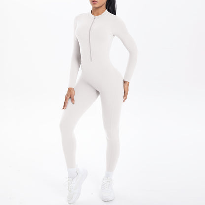 Long Sleeve Yoga Zipper One Piece High Strength Hollow Out Cutout out Beauty Back Running Fitness Clothes Sports One Piece Tights