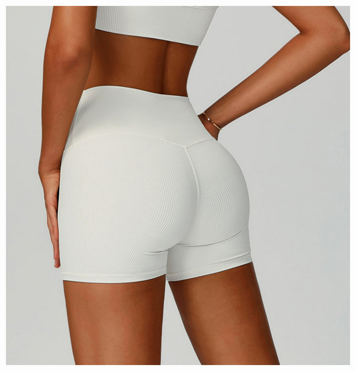Sollinarry Threaded Tight Yoga Shorts High Waist Hip Lift High Intensity Sports Workout Clothes Outdoor Running Shorts
