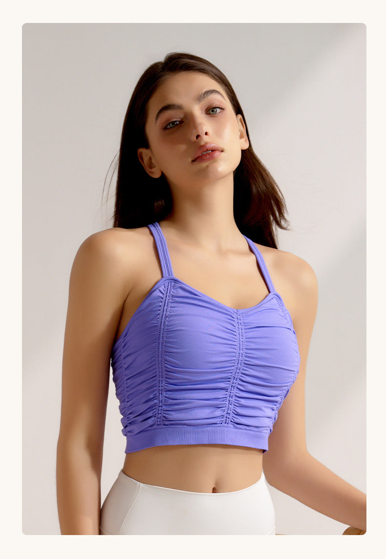 Spring Summer Yoga Wear Professional Sports Underwear with Chest Pad Push up Collapsed Beauty Back Outer Wear Training Workout Top