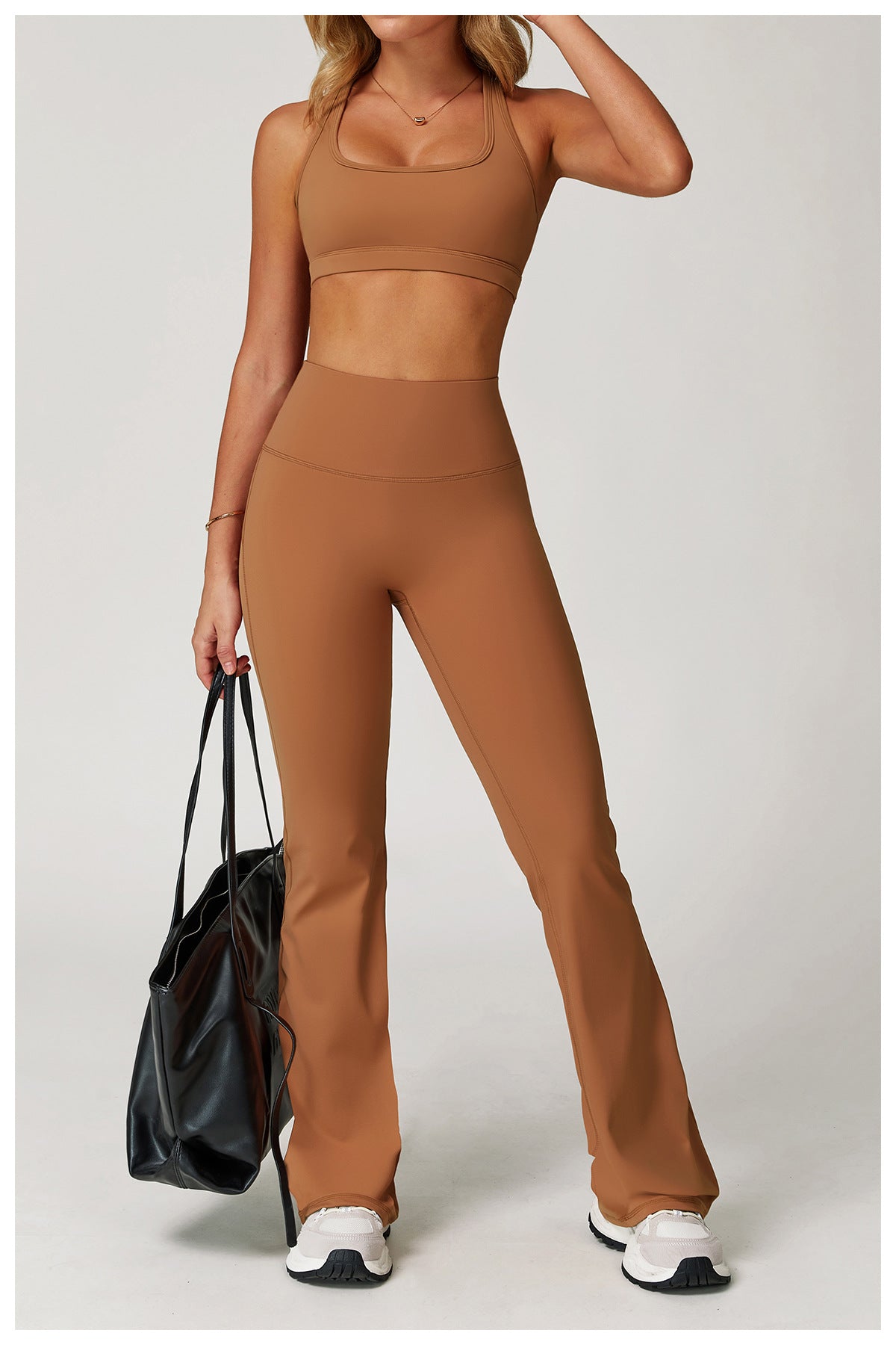 Sollinarry Nude Feel Casual Flared Pants Wide Leg Slimming Bootcut Pants Outdoor Running Exercise Workout Pants