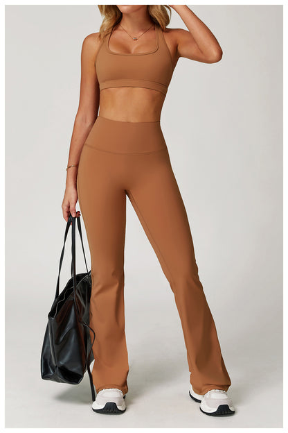 Sollinarry Nude Feel Casual Flared Pants Wide Leg Slimming Bootcut Pants Outdoor Running Exercise Workout Pants