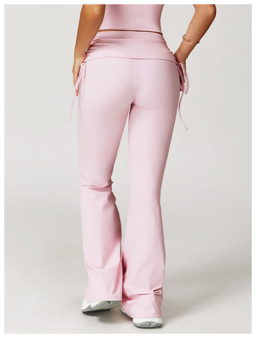 Sollinarry Folding High Waist Flared Pants Nude Feel Wide Leg Slimming Trousers Outdoor Running Fitness Sports Flared Pants