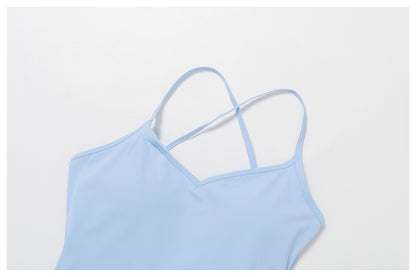 Sollinarry Cross Back Tennis Dress Nude Feel Anti Exposure Exercise Dress Outdoor Casual Running Sports Dress