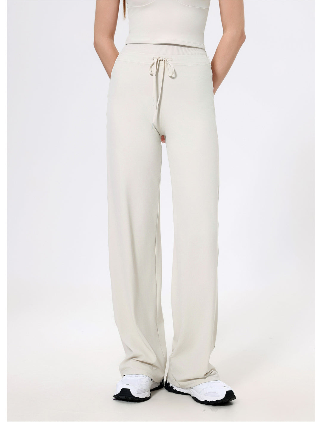 High Waist Thread Belly Contracting Sports Loose Straight Leg Trousers Women Quick Drying Running Thin Fitness Pant Belt Nude Feel Yoga Pants