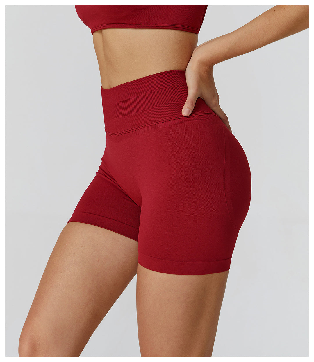 Sollinarry Seamless Yoga Shorts High Waist Pleated Peach Hip Slim Fitness Clothes Outdoor Running Exercise Shorts
