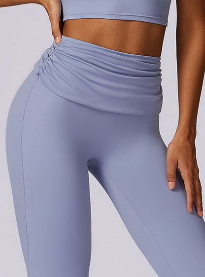 Sollinarry Dry Hip Raise Yoga Pants Nude Feel Casual Wide Leg Sports High Waist Tight Bell Bottom Pants Women