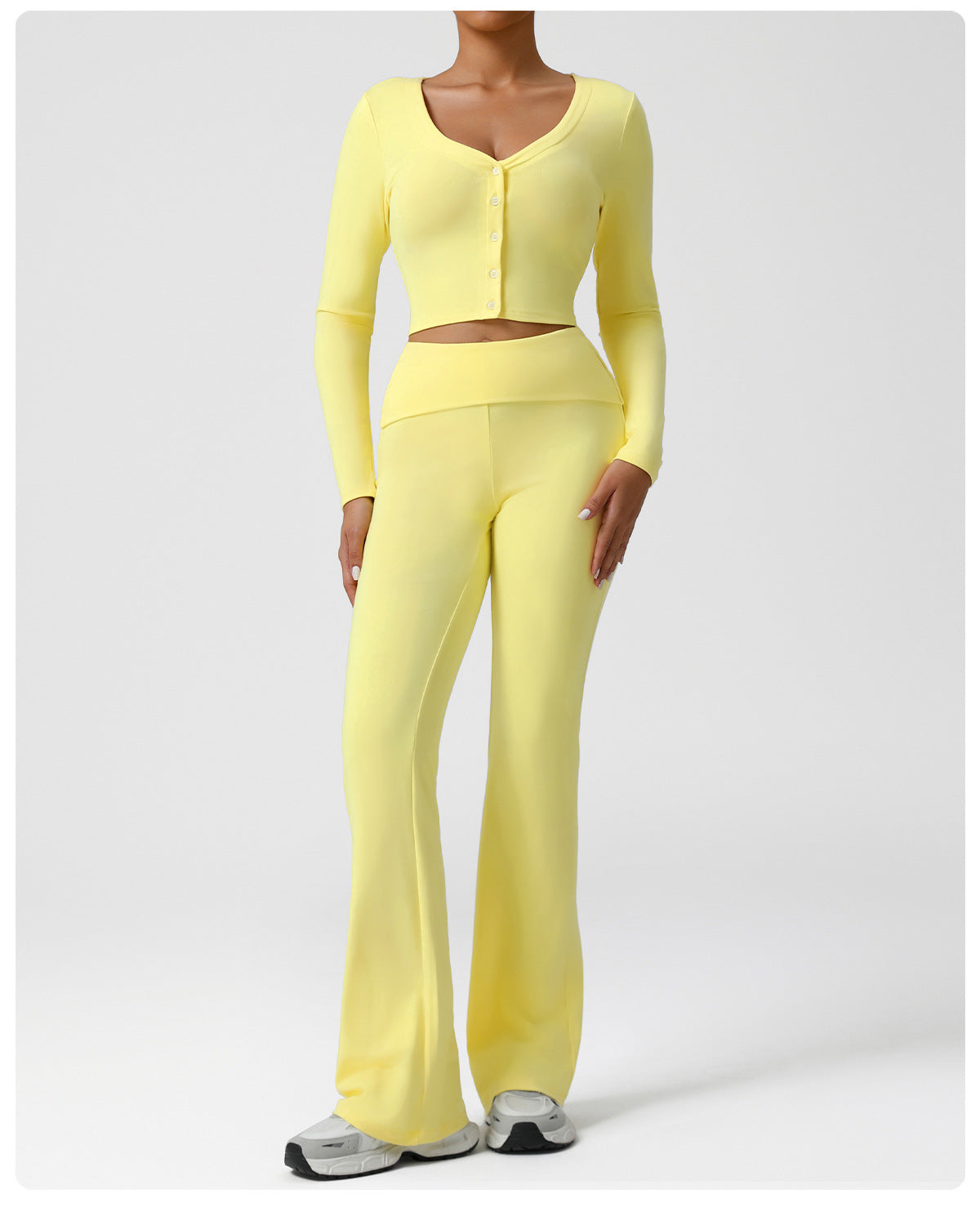 Autumn Sports Casual Bootcut Trousers High Waist Folding Hip Raise Yoga Pants Drape Dance Training Workout Pants