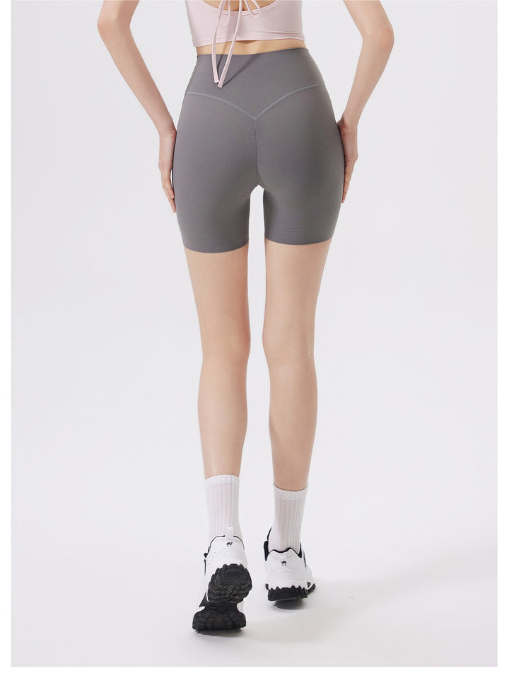 Hip Lifting No Size Nude Feel Yoga Shorts Women High Waist Belly Contracting Sports Hip Shaping Fitness Short Length Pants Cycling Pants