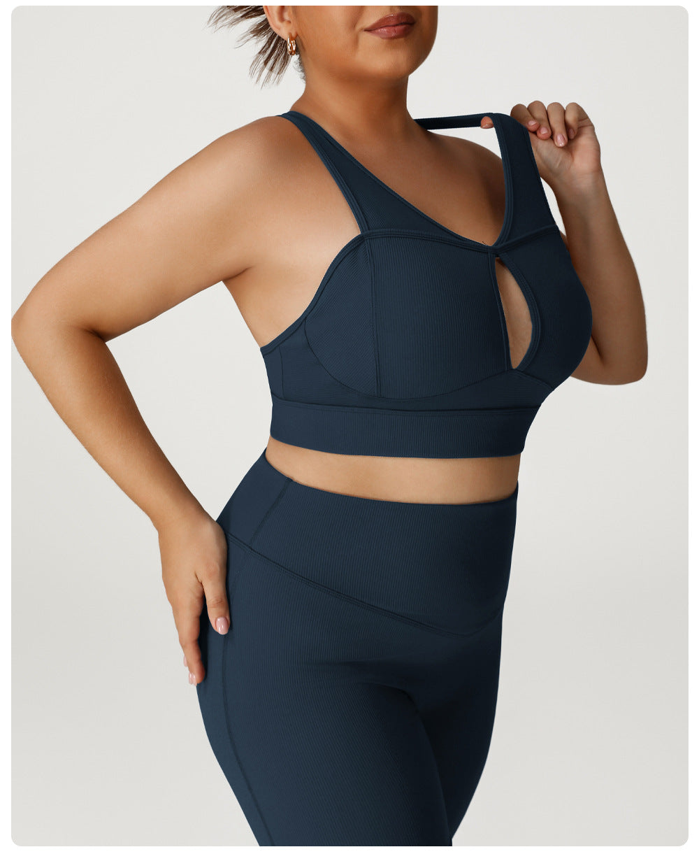 Thread Plus Size Sports Bra High Strength Yoga Push up Bras Sexy Beauty Back Running Workout Vest Women