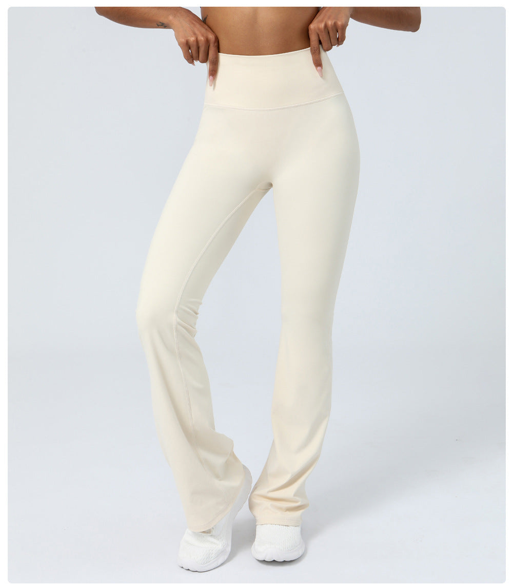 Nude Feel Tight Dance Wide Leg Pants Hip Raise High Waist Casual Flared Pants Fitness Sports Yoga Pants Women
